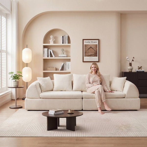 English Elm Cloud Modular Sectional with Ottoman Sink-in Cushions for Relaxed Living Spaces W3728S00006