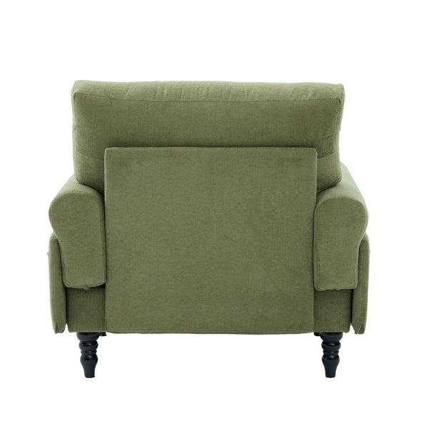 English Elm Modern Chenille Fabric Recliner Chaise Lounge Sofa with High-Resilience Foam, 550LB Capacity, Cozy Plush Backrest and Armrests for Living Room Relaxation Olive Green W395P371338