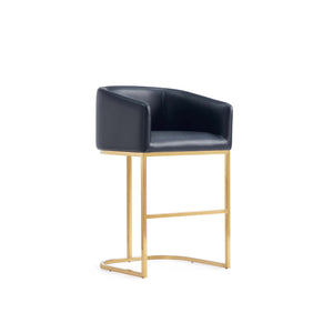 English Elm Louvre Modern Metal Counter Stool In Black Leatherette With Gold Base, Fully Assembled Comfort & Style B365P400008