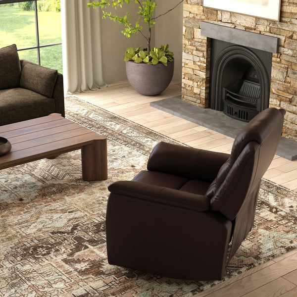 English Elm Global Home Swivel Glider Recliner In Madras Brown – Timeless Comfort & Elegant Design For Any Space B339P333953