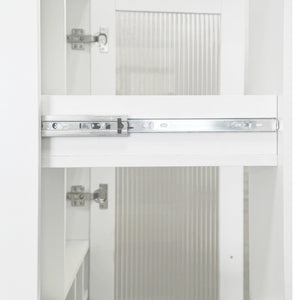 English Elm Kitchen pull-out pantry cabinet with 7-tier expandable shelves, smooth-glide organizers, farmhouse white storage solution for kitchen and dining rooms W331S00189 W331S00189