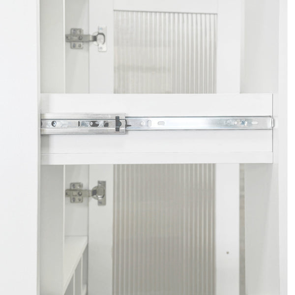 English Elm Kitchen pull-out pantry cabinet with 7-tier expandable shelves, smooth-glide organizers, farmhouse white storage solution for kitchen and dining rooms W331S00189 W331S00189