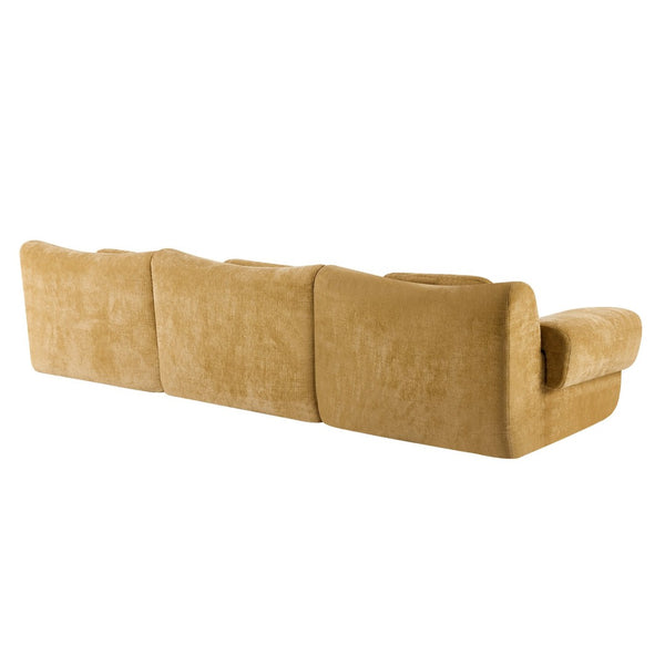 English Elm Modular Chenille Deep Seat Sectional Sofa with Bamboo Frame for Living Room Lounge Yellow W1829S00067