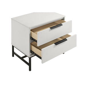 English Elm Yountville White 2-Drawer Nightstand with Bold Black Accents — Modern Bedside Table, Sleek Storage and Contrast Design B062P299794
