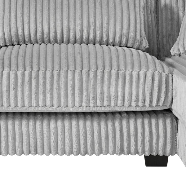 English Elm 129" Oversized Sectional Sofa U-Shaped Corduroy Chaise Lounge with Curved Armrests Plush Foam Comfort Grey N719S001690E