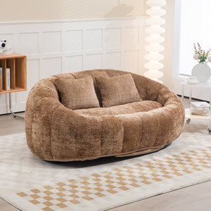 English Elm Bean Bean Bag Sofa High-Density Memory Foam Two-Seater Lounger High Back Chenille Cozy Support Coffee W395P181441