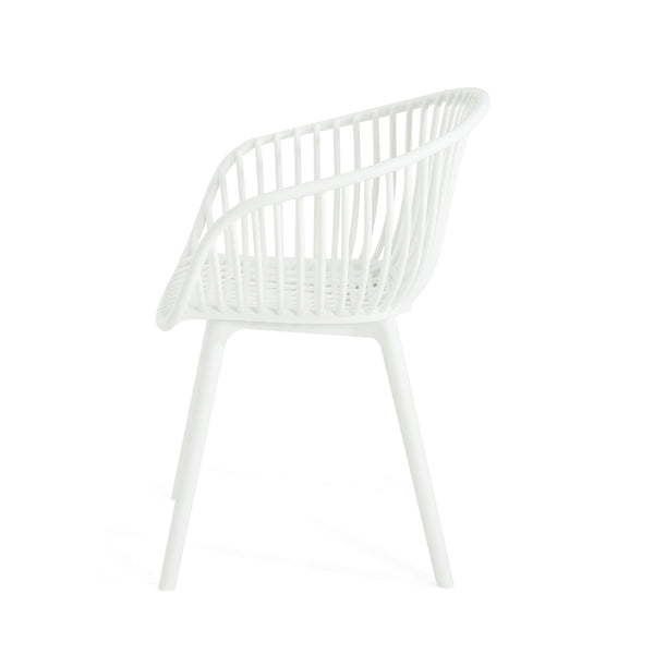 English Elm Christopher Knight Home® - Mykonos Weather-Resistant Outdoor 7PCS Dining Set with Recyclable PP Stackable Chairs & Table Acacia Wood,White MYKONOS7PCDW