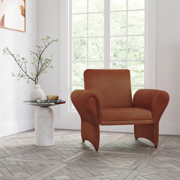 English Elm Whitney Rust Orange Upholstered Armchair with Teardrop Arms & Plush Foam Cushioning for Living Room B062P353268