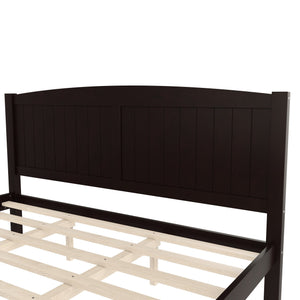 English Elm King Solid Wood Platform Bed with Slatted Support, Modern White Finish, No Box Spring Needed, Sturdy Design Espresso W1580P374317