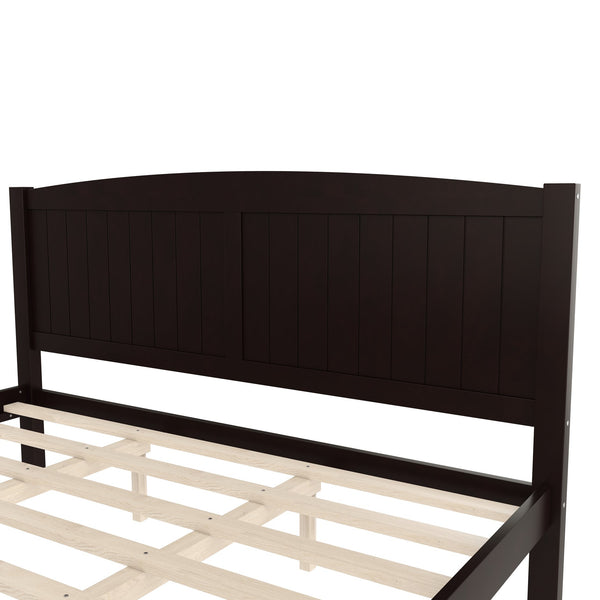English Elm King Solid Wood Platform Bed with Slatted Support, Modern White Finish, No Box Spring Needed, Sturdy Design Espresso W1580P374317