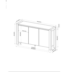 English Elm VANILLA Solid Wood Storage Buffet with Marble Top, Natural Farmhouse Finish, Cabinets & Drawer Space B201P405682