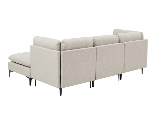 English Elm Linen Upholstered Modular Sectional Sofa with Tall Black Metal Legs for Living Room Almond B2748S00097