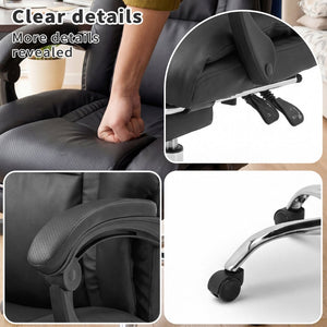 English Elm Office Executive Pu Leather High Back Chair with Footrest Reclining Swivel Seat W3851P452861