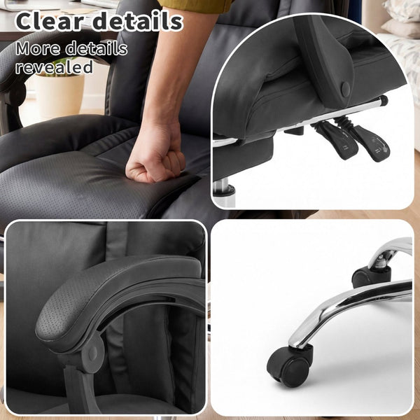 English Elm Office Executive Pu Leather High Back Chair with Footrest Reclining Swivel Seat W3851P452861