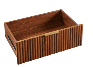 English Elm 3 Drawer Walnut Dresser Set with Curved Wave Corners, Waterproof Top, Modern Nightstands for Bedroom W1820P337284