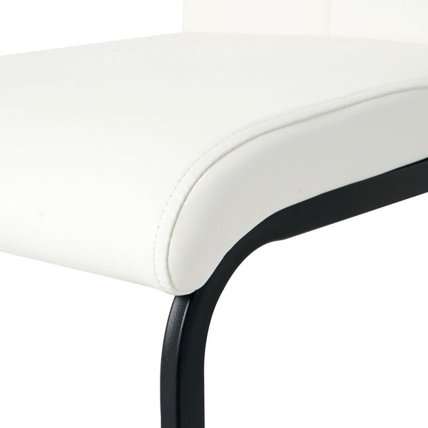 English Elm Modern White Pu Leather Dining Chairs with Black Metal Legs Ergonomic Set of 2 White Pu W210P199091