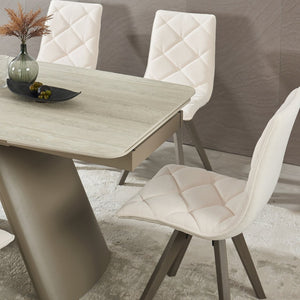 English Elm Retractable Sintered Stone Extendable Dining Table Seats Eight with Steel Base W5630S00002