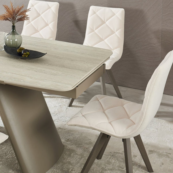 English Elm Retractable Sintered Stone Extendable Dining Table Seats Eight with Steel Base W5630S00002