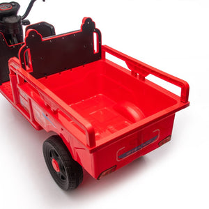 English Elm 12v Kids Electric Cargo Trike with Led Lights Wide Seat Anti-slip Wheels Toddler Ride On Red W1578P336051