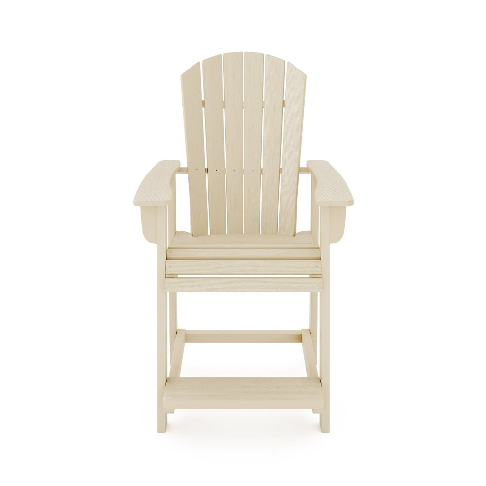 English Elm Adirondack Hdpe Poly Lumber Counter Chair Ergonomic Outdoor Stool for Patio Dining Beige B195P198790
