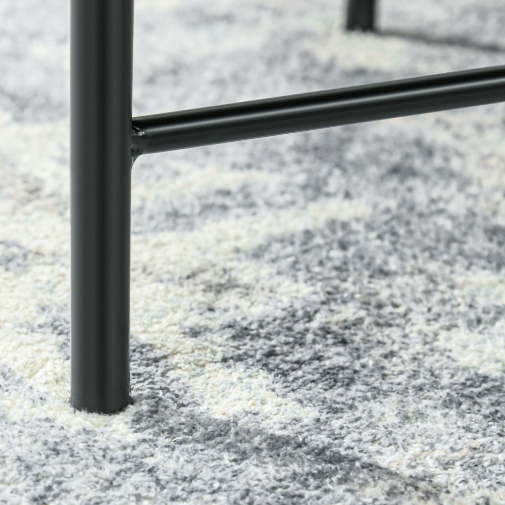 English Elm HOMCOM Vintage 24" Round Hammered Tray Coffee Table with Reinforced Metal Frame, Adjustable Feet W2225P229122