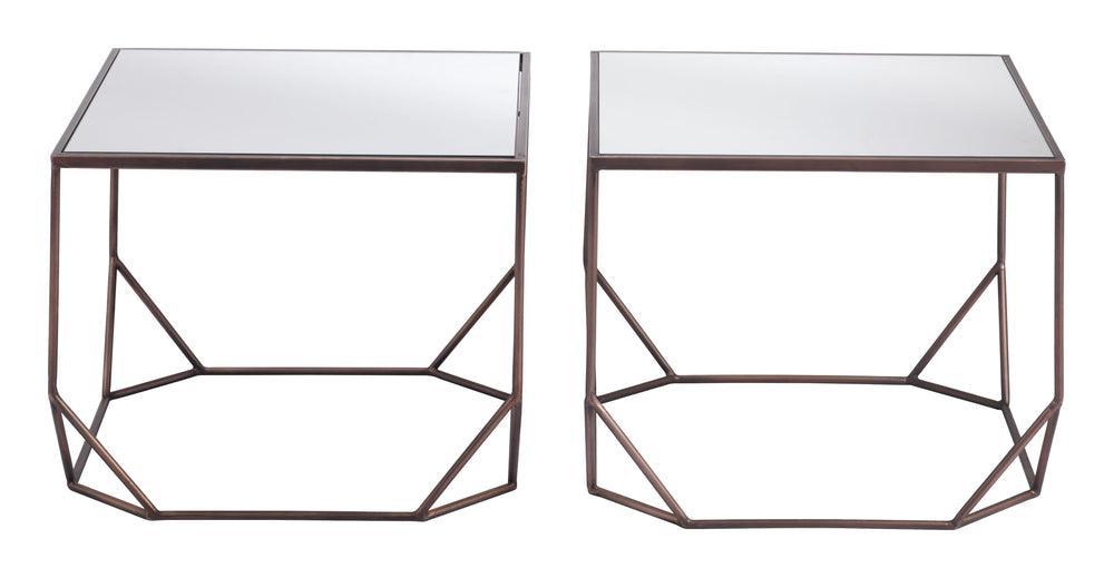 Arzon Coffee Table Set (2-Piece) Bronze 109835 Zuo Modern