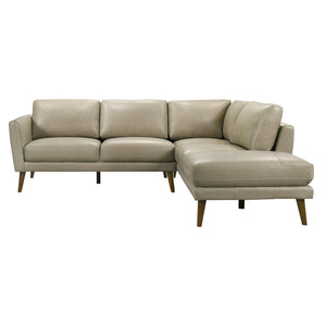 English Elm Ashcroft Furniture - Benson Beige Leather Sectional Sofa With Right-Facing Chaise – Mid-Century Modern Comfort & Style B183S00136