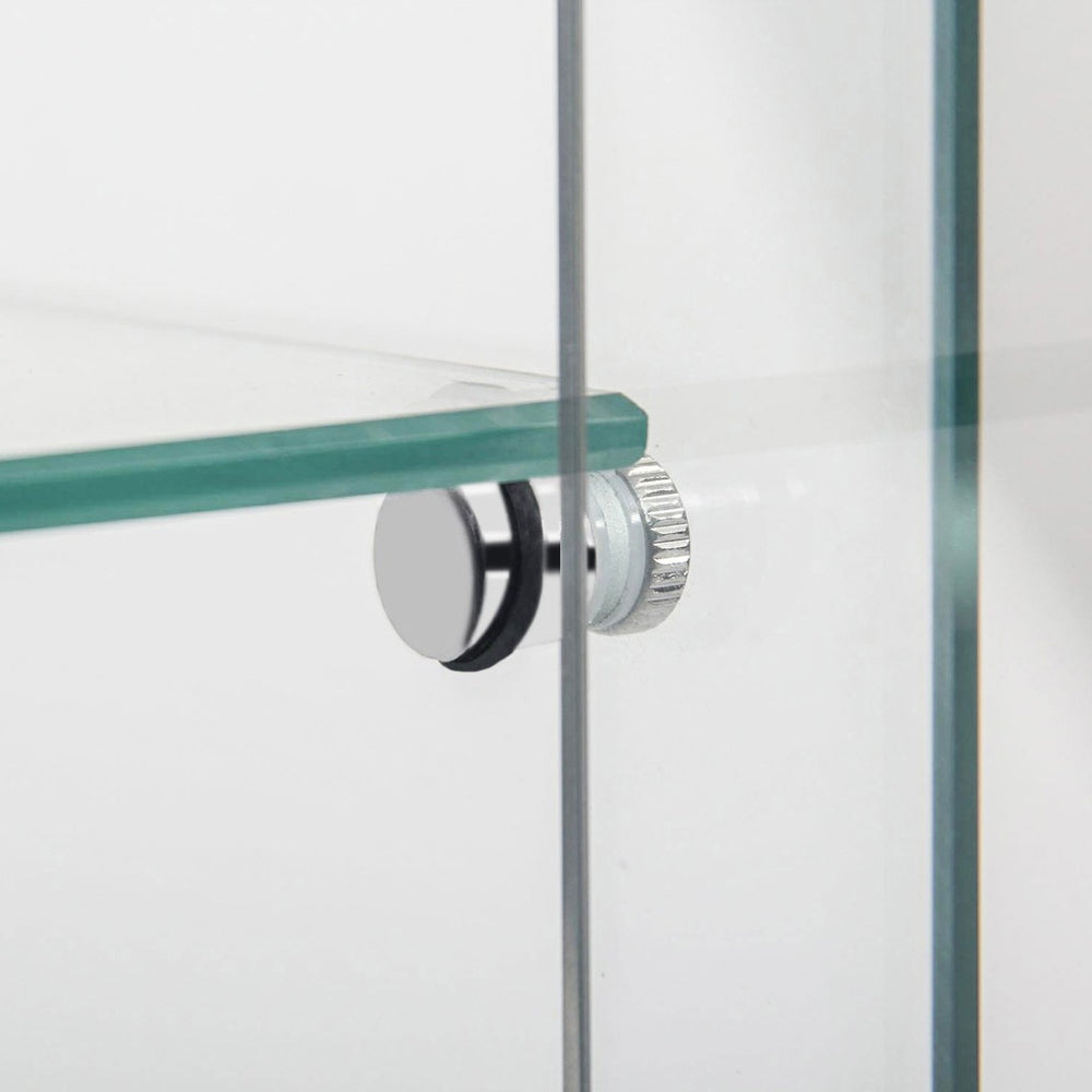 English Elm Tempered Glass Display Cabinet With Bluetooth Led Light, Lockable, Mobile Storage For Home & Office W3155S00006-GIGA