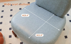 English Elm Cute Faux Leather Armless Accent Chair Solid Wood Legs Cushioned Seat Modern Blue W2105P440973