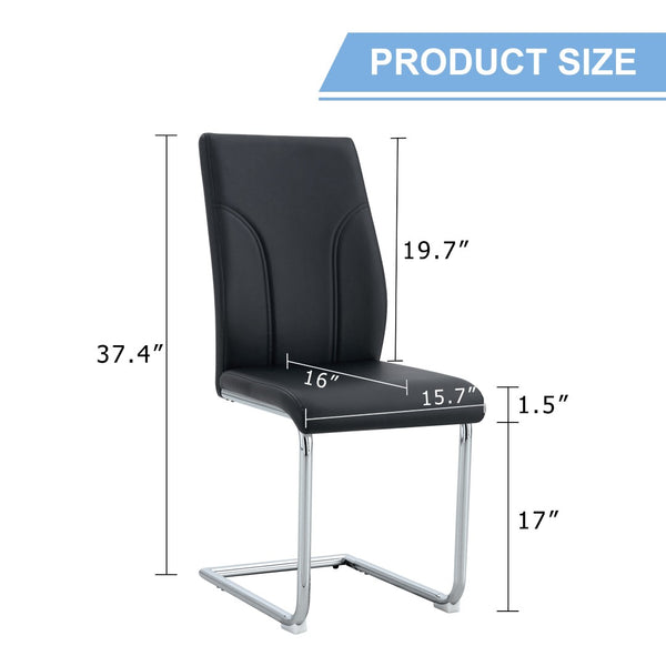 English Elm 2 High Back Pu Leather Dining Chairs with Tailored Stitching for Modern Home Seating W1151P203802