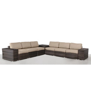 English Elm Fully Assembled 6-Person Wicker Patio Seating Group With Cushions For Effortless Outdoor Relaxation B120S00159