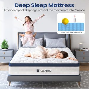 English Elm 10" Queen Hybrid Mattress Cooling Space Cotton Cover Pocket Coils Medium Firm Support B2716P327516