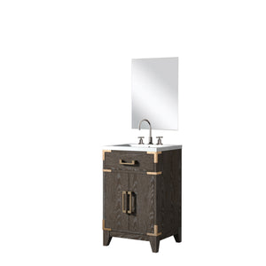 English Elm Brown Oak Single Bath Vanity Set With Acrylic Countertop, Mirror & Chrome Faucet For Small Spaces B2731S01998