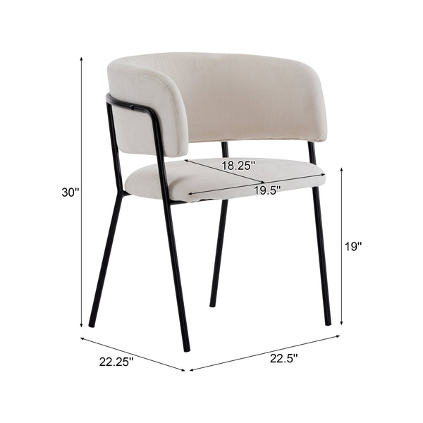 English Elm Christopher Knight Home® - Modern Upholstered Arm Dining Chair with Soft Fabric Seat and Sturdy Metal Legs for Stylish Comfort Beige+Black N772P242367B