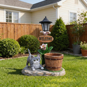 English Elm Labrador Solar Garden Statue with Led Glow and Built-in Succulent Planter Basin W5398P464241