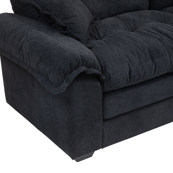 English Elm 84" Chenille Sofa Loveseat with Memory Foam & Pocket Springs, Plush Dual-Layer Comfort, Sturdy Frame Black W676S00009