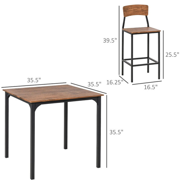English Elm 5-piece Counter Height Dining Set with Wood Grain Top and Four Tucking Metal Stools T3971S00023