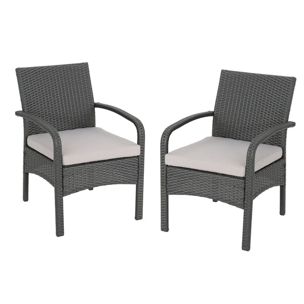 English Elm Christopher Knight Home® - CORDOBA PE Rattan Wicker Chair with Iron Frame and Waterproof Cushion for Durable Outdoor Seating Grey 57459.00GRY
