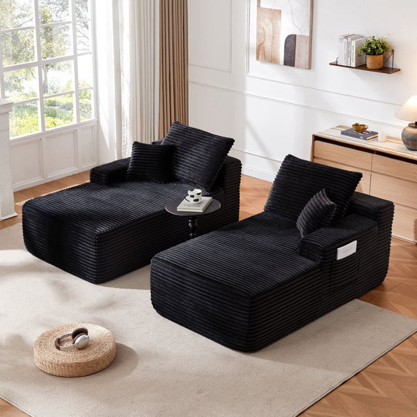 English Elm 75" Cloud Sectional with Double Chaise Deep Seat Plush Upholstered Modern Lounge Sofa W3975S00057
