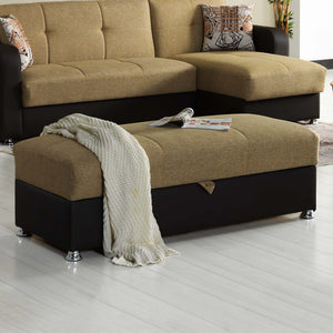 English Elm PrimeNest Upholstered Convertible Loveseat with Storage and Click-Click Sleeper, Chenille Comfort Brown,Brown PU B030P281726