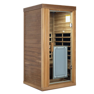 English Elm One Person Far Infrared Cedar Indoor Sauna with Glass Door and Bluetooth Audio W632S00015