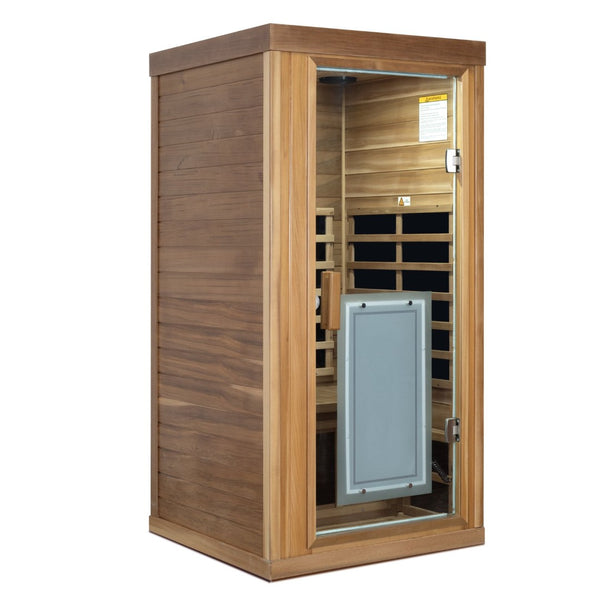 English Elm One Person Far Infrared Cedar Indoor Sauna with Glass Door and Bluetooth Audio W632S00015
