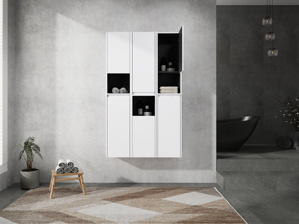 English Elm 12" Bathroom Side Cabinet - Sleek Wall-Mounted Storage With Soft-Close Doors & Modern Design W999S00283