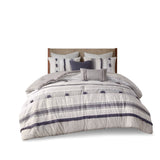 INK+IVY Cody BOHO 3 Piece Cotton Comforter Set II10-1261 Gray/Navy