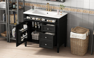 English Elm 36'' Modern Bathroom Vanity With Top Sink, Elegant Storage Cabinet & 2 Drawers For Small Spaces N710S136004B