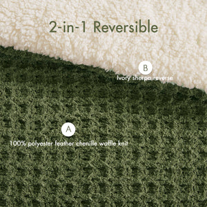 English Elm 2 Pieces Twin Waffle Knit Chenille Comforter Set with Plush Sherpa Reversible Cozy Bedding Ensemble Olive 20.47 L x 11.42 W x 9.84 H B035P381296