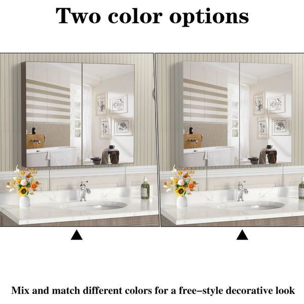 English Elm 32'' Aluminum Medicine Cabinet Wall Mount Bathroom Mirror with Adjustable Shelves Silver W708P379207