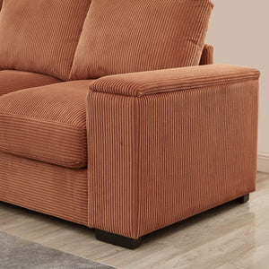 English Elm 122"l Corduroy Sectional with Dual Ottomans Modular U-shape Sofa for Modern Living Orange W1669S00022