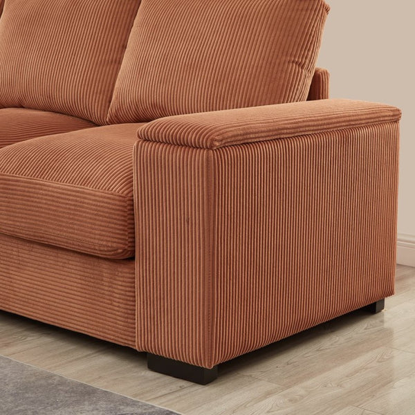 English Elm 122"l Corduroy Sectional with Dual Ottomans Modular U-shape Sofa for Modern Living Orange W1669S00022