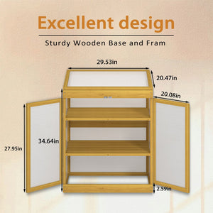 English Elm Greenhouse Pine Wood Cold Frame Cabinet with Polycarbonate Panels for Outdoor Seedlings W1850P236449